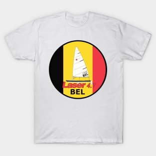 laser class sailboat on flag Belgium T-Shirt